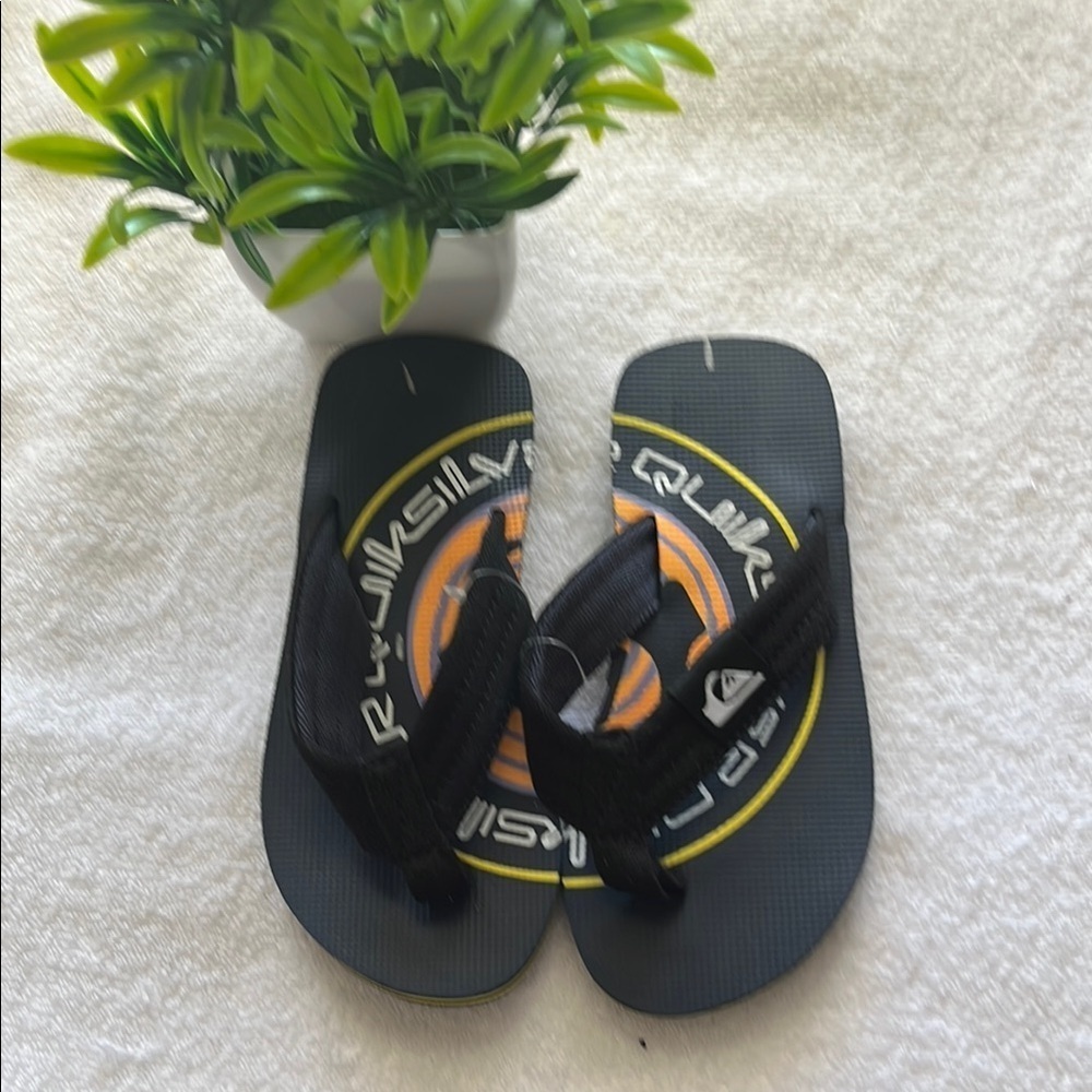 Quiksilver Black and Yellow Flip Flops